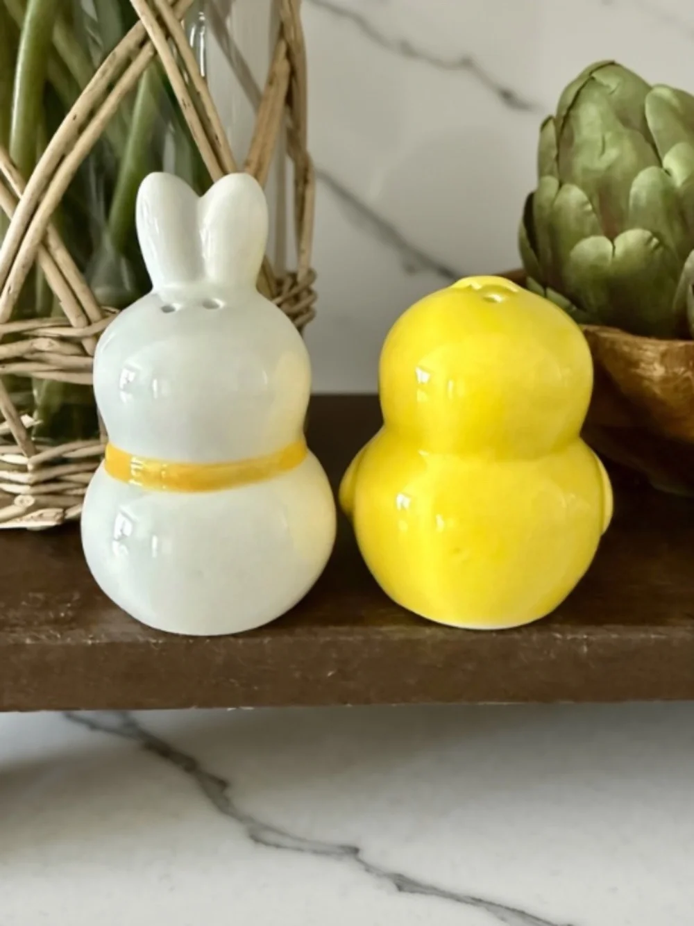Ceramic Easter Bunny & Chick Salt & Pepper Shaker Set